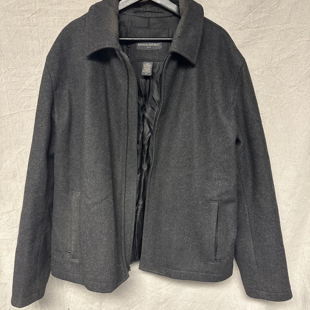 Men's Black Wool Jacket Vintage Banana Republic XL